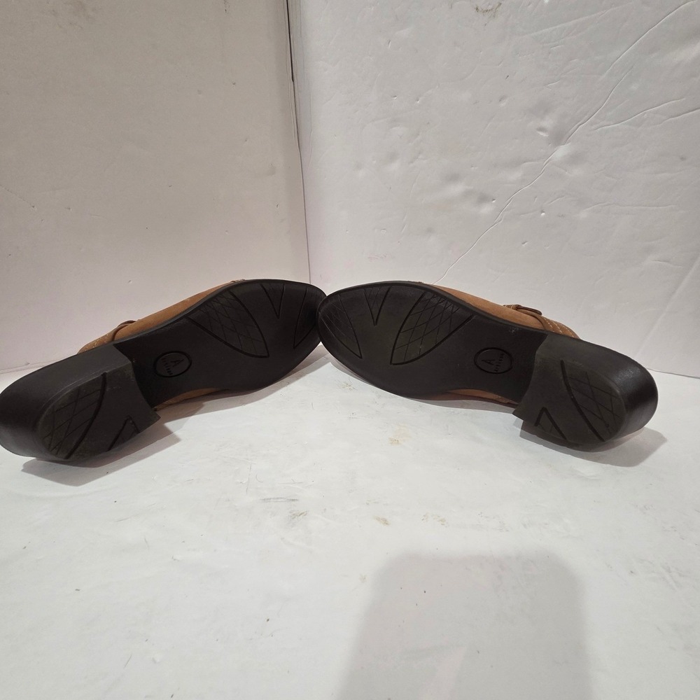 Y2K Clarks Tan Suede Buckle Block Heel Mules Clogs Western Cotcottage Granny - Picture 7 of 10